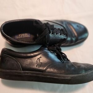 Ralph Lauren Polo Leather Black Size 12 Men's Sneaker